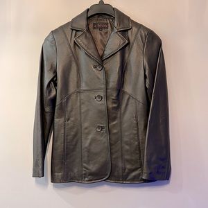 Genuine leather brown jacket